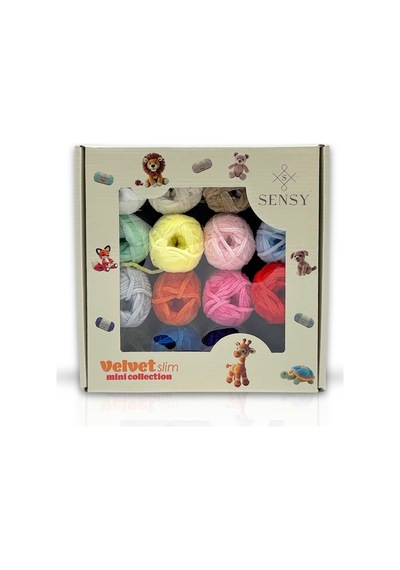Sensy Velvet Slim Mini Kutu Örgü İpliği Kadife İp Amigurumi İpliği 16 Adet El Örgü İpliği