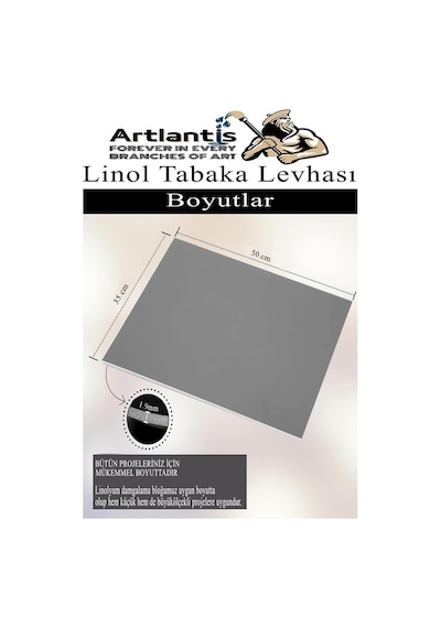 Linol Tabaka Levhası 35x50 Cm 2mm Gri 1 Adet Linolyum Tabaka Gri Linol Muşamba Baslı Levha