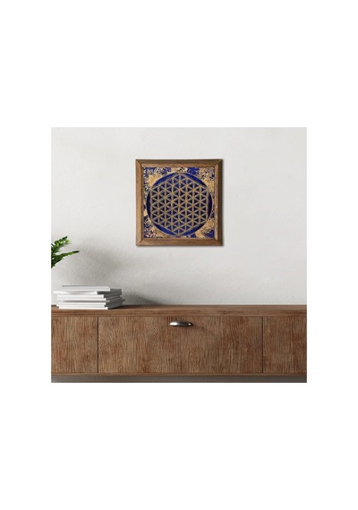 Pinecone Yaşam Çiçeği Taş Duvar Tablosu - Ahşap Çerçeveli Taş Tablo - 25x25 Cm - Dekoratif Duvar Sanatı - Modern Ev Ve Ofis Duvar Dekoru W1-173