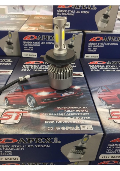 H4 Uzun Kısa Apexi 10800 Lümen Şimşek Etkili Beyaz Apex Led Zenon