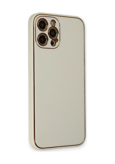 Apple Uyumlu iPhone 12 Pro Max Kılıf Coco Deri Silikon Kapak Beyaz/