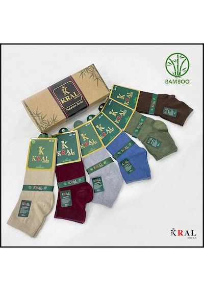 Kral Socks Erkek Çorap 6 Çift Dikişsiz Yazlık Bambu Kısa Patik Kutulu