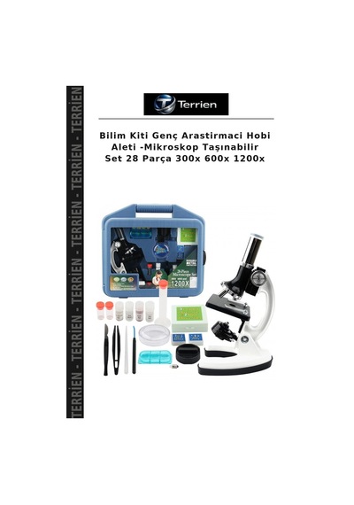 Bilim Kiti Genç Arastirmaci Hobi Aleti -mikroskop Taşınabilir Set 28 Parça 300x 600x 1200x