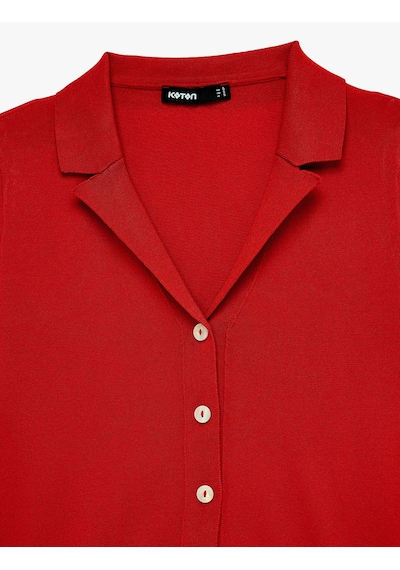 Koton Regular Fit Kısa Kollu Düğmeli Polo Yaka Triko Hırka Kırmızı 6sak90191ht