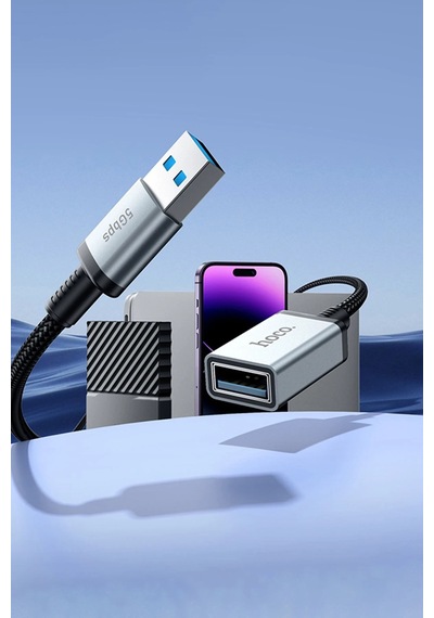 Hoco. Us10 50cm 5 Gbps Hız Tak Çalıştır Usb 3.0 To Usb 3.0 Uzatma Kablosu - Siyah