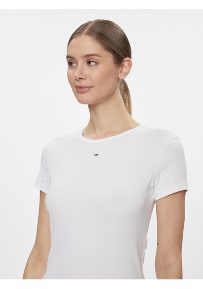 Tommy Hılfıger Kadın T-shırt Dw0dw17383-ybr Beyaz