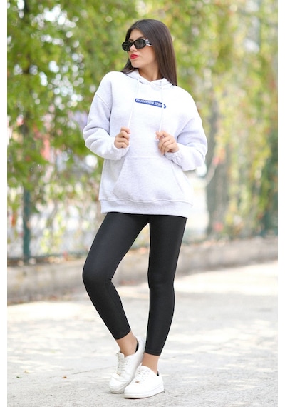 Giysa Kadın Kapüşonlu Sweatshirt Kar Melanj Vintage Baskılı Kanguru Cepli Şardonlu 3ip - 25102 Kar Melanj Giysa Kadın Kapüşonlu Sweatshirt Kar Melanj Vintage Baskılı Kanguru Cepli Şardonlu 3ip - 25102 Kar Melanj