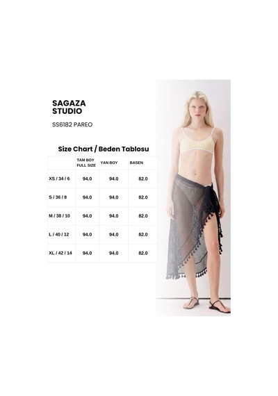 Sagaza Studio Ss6182 Fileli Pareo Siyah