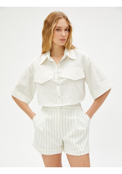 Koton Oversize Crop Gömlek Cep Detaylı Beyaz Çizgili 3sak60524uw 3SAK60524UW10N Beyaz Koton Oversize Crop Gömlek Cep Detaylı Beyaz Çizgili 3sak60524uw 3SAK60524UW10N Beyaz