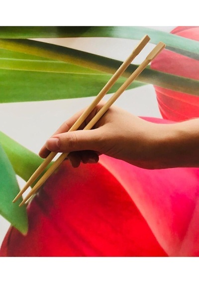 Bamboo Chopsticks 2'li Yıkanabilir Çin Yemek Çubuğu Kırmızı