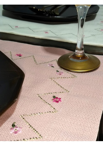 Kenar İşlemeli Supla Pembe