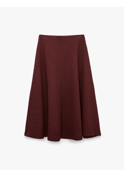 Koton Normal Bel Regular Fit Dokulu A Kesim Midi Etek Bordo 7wak10032uk