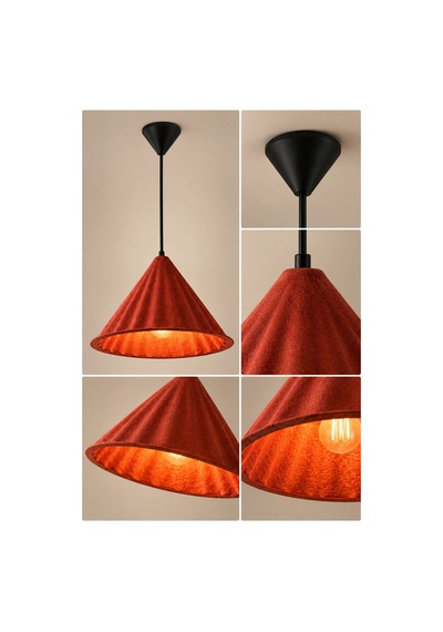 Modern Premium Bohem Kırmızı Sarkıt Avizesi 50 Cm Mutfak Salon Oturma Odası Şık Modelleri E27 Duy Diğer