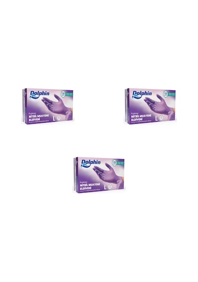 Dolphin Tek Kullanımlık Lila Nitril Eldiven - Muayne Eldiveni Large Büyük Boy - 100'lü Paket