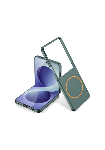 Galaxy Uyumlu Z Flip 8 Kılıf Wireless Şarj Özellikli Pazarplus Kıpta M-safe Kılıf Yeşil