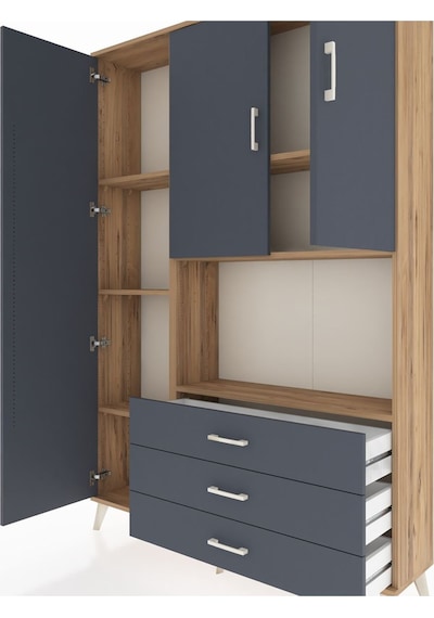 Arges Dolap 6 Raflı 3 Çekmeceli 3 Kapaklı 132x30x195 Çam-antrasit/antrasit Antrasıt/antrasıt Arges Dolap 6 Raflı 3 Çekmeceli 3 Kapaklı 132x30x195 Çam-antrasit/antrasit Antrasıt/antrasıt