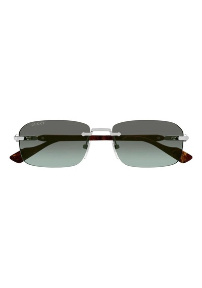 Gucci Gg 1221s 008 56 Unisex Dikdörtgen Gri Metal Güneş Gözlüğü Gri