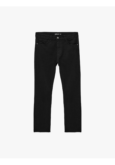 Koton Pamuklu Normal Bel Cepli Straight Fit Jean Pantolon - Mark Jean Siyah 7wam40236nd