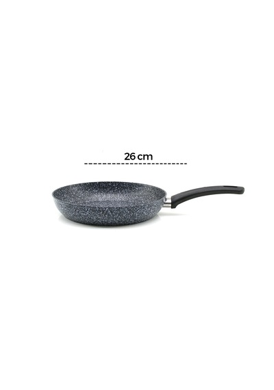 Gri 7 Parça Granit Tencere - Tava Seti 20-24cm Derin - 27cm Basık Cam Kapak Tencere - 26cm Tava Çok Renkli