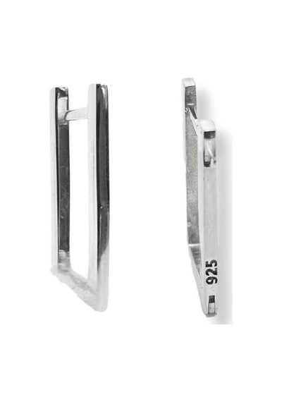 Oya Silver Dikdörtgen Kadın Gümüş Halka Küpe 1.5x2.3cm