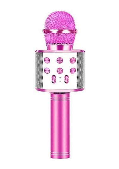 Psr Aksesuar Ws-858 Bluetooth Karaoke Mikrofon Kablosuz Hoparlör, Yankı Efektli, Gürültü Önleyici, 1800mah Şarjlı, İos & Android Uyumlu Pembe