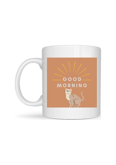 Good Morning Kedi Desenli Porselen Kupa Model 72 Sevimli Kedi Figürlü, Kahve & Çay Kupası, Hediyel Diğer