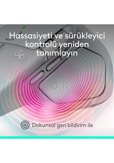 Logitech Mx Master 4 Dokunsal Geri Bildirimli 8000 Dpı Sessiz Kablosuz Bluetooth Mouse - Açık Gri