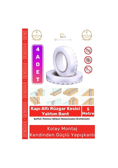 Rüzgar Kesici Ses Böcek Toz Önleyici Yalıtım Kapı Pencere Isı Izolasyon Şeffaf Şerit Bant 5mt 4 Adet Diğer