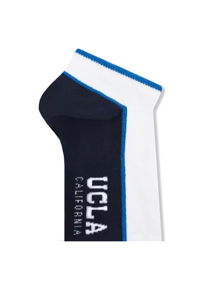 Ucla Sorrel 3'lü Beyaz-lacivert Kısa Jakarlı Pamuk Standard Fit Unisex Çorap