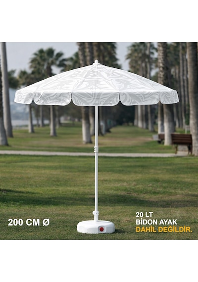 Desenli-beyaz Plaj Şemsiyesi-200 Cm Ø Desenli-beyaz