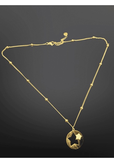 Gold Renk Yıldız Figürlü Yuvarlak Model 316l Şık Trend Çelik Zarif Kolye Modern Ve Zarif Takı Gold