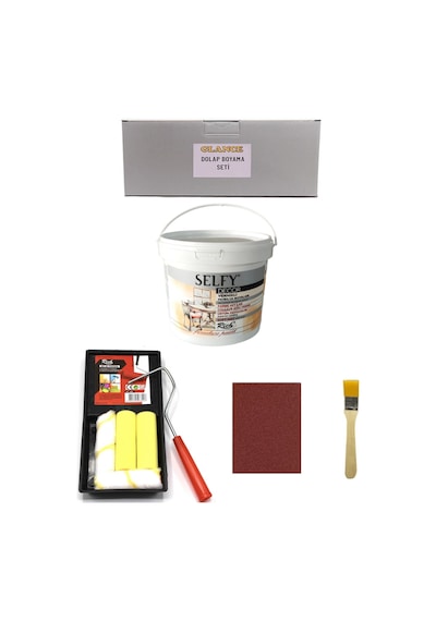 Rich Selfy Decor 1 Kg Beyaz Kendinden Vernikli Rulo Fırça Seti+boyama Tavası Genel Amaçlı Boyama Set Karışık