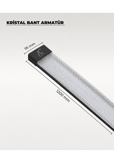 100w Siyah Kristal Led Bant Armatür 6500k Beyaz Işık 120 Cm Metal Gövdeli
