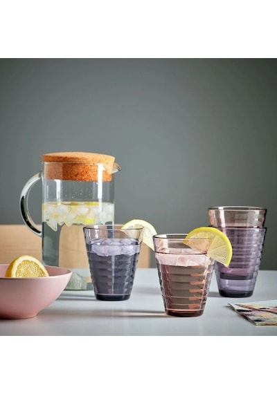 Ikea Glasmal 4'lı İçecek Seti 340 Ml Mor Açık Pembe Şeffaf Çok Renkli