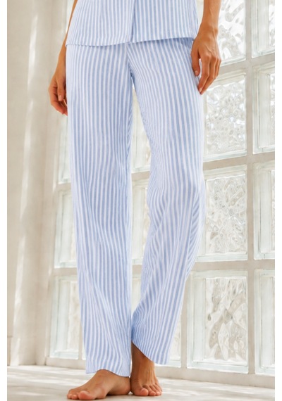 Kadın Genç Loose İpliği Boyalı Mavi Pijama Takımı