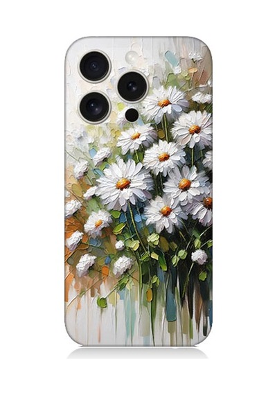 Apple iPhone 16 Pro Max Uyumlu Papatya Buketi Desenli Silikon Kılıf Çok Renkli