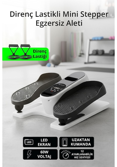 T-232 Stepper Egzersiz Aleti / Led Ekran / Ayarlanabilir Hız / Uzaktan Kumanda / Direnç Lastiği