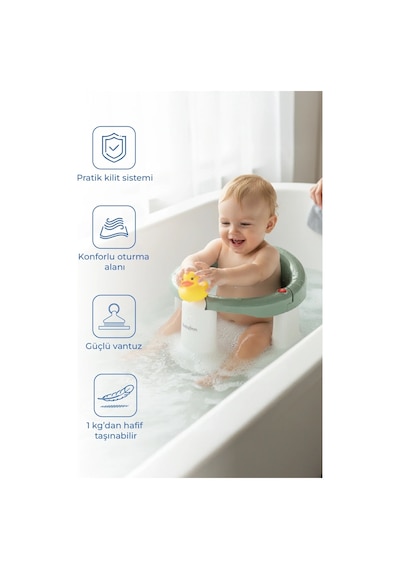 Babyjem Önden Açılır Banyo & Mama Oturağı Soft Yeşil