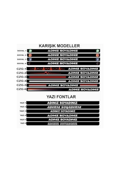 Kişiye Özel 2 Adet Isimli Plakalık 539734125
