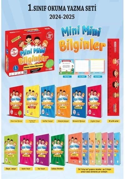 Kırmızı Beyaz 1. Sınıf Mini Mini Bilginler Okuma Yazma Öğreniyor Okuma Yazma Seti 2025
