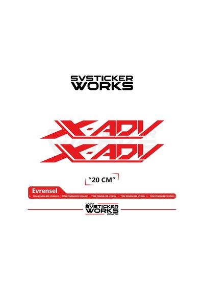 Honda X-adv 750 Sticker Uyumlu Yazı Yüksek Kalite Özel Kesim Folyo 2'li Set Kırmızı