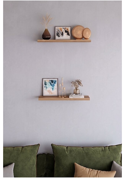 Alpa Ev Mobilya Minimal 2'li Duvar Rafı Seti Dekoratif Raf 50x15 Cm Atlantik Çam