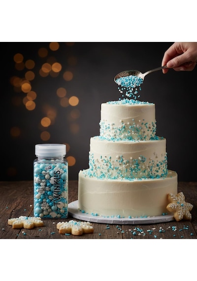 Açık Mavi Pasta Cupcake Süsleme Şekeri 100 G Yılbaşı Konseptli Dekor Şekeri