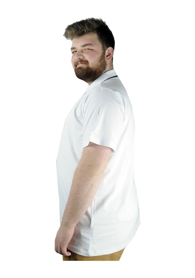 Mode Xl Büyük Beden T Shirt Polo Likralı Süprem Nakış 21554 Beyaz 001