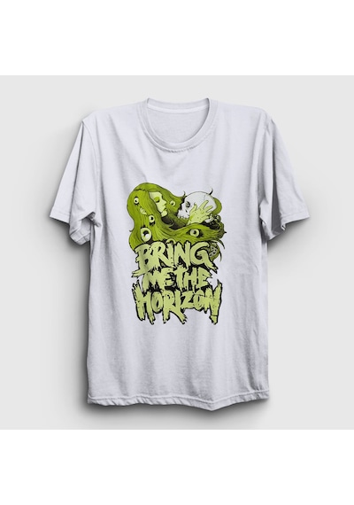 Presmono Unisex Green Bring Me The Horizon T-shirt Beyaz