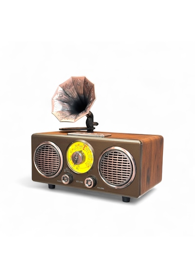 Rt-748a Nostaljik Gramafon Görünüm Radyo,şık Tasarım Ahşap Trend Nostalji Radyo