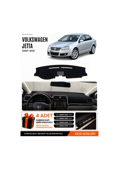 Volkswagen Jetta 2007-2011 Uyumlu Torpido Örtüsü, Torpido Kılıfı - Siyah Bej