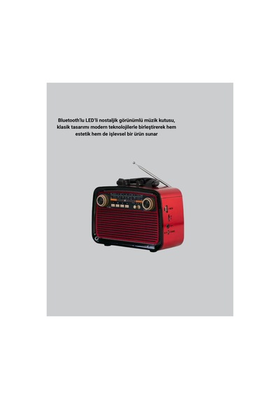Trendlia Led Li Nostaljik Bluetooth Hoparlör Vintage Tasarım, Ahşap Doku