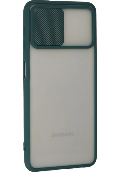 Newface - 826 -  Galaxy Uyumlu A22 Kılıf Palm Buzlu Kamera Sürgülü Silikon - Edntrend - - Yeşil