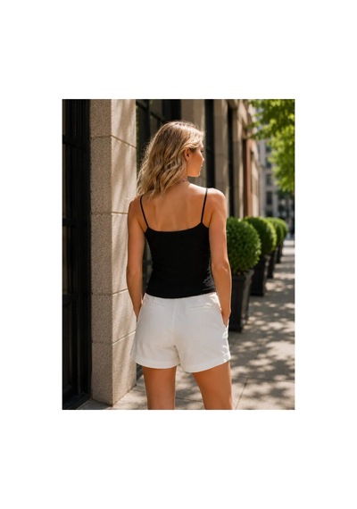 Meridefashion Askılı Fiyonk Detaylı Bluz Şık Yazlık Kadın Crop Model Siyah - M / L BEYAZ